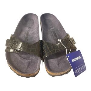 Birkenstock Madrid BS Gator Gleam Black Sandals | Size 38 / US 7 / UK 5